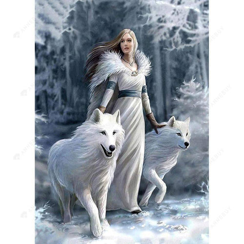 Free Snow Wolf Beauty - MyCraftsGfit - Free 5D Diamond Painting