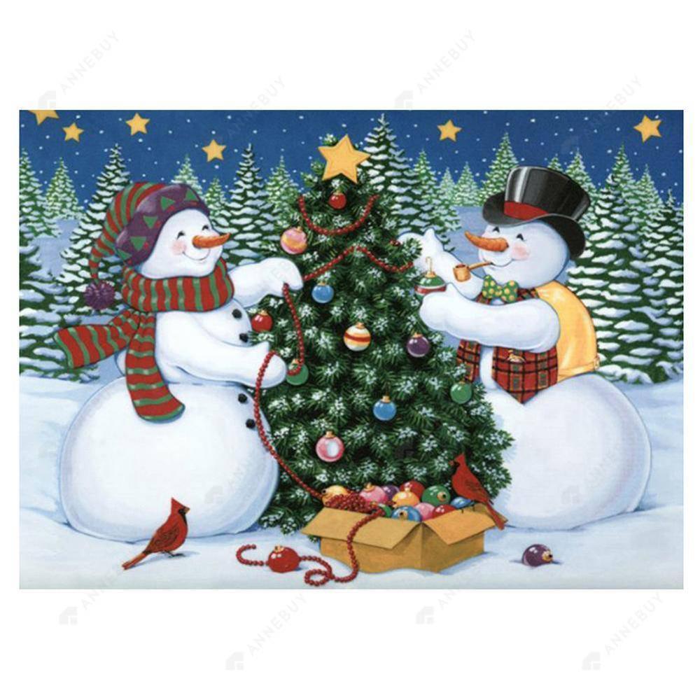 Free Snowman Christmas Tree - MyCraftsGfit - Free 5D Diamond Painting