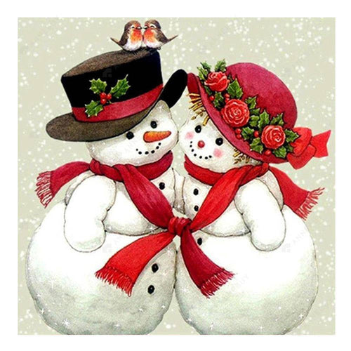 Free Snowman Couple - MyCraftsGfit - Free 5D Diamond Painting