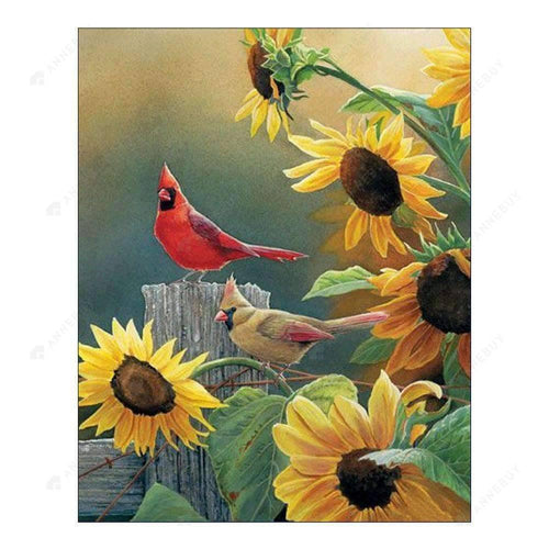 Free Sparrow beside Sunflowers - MyCraftsGfit - Free 5D Diamond Painting