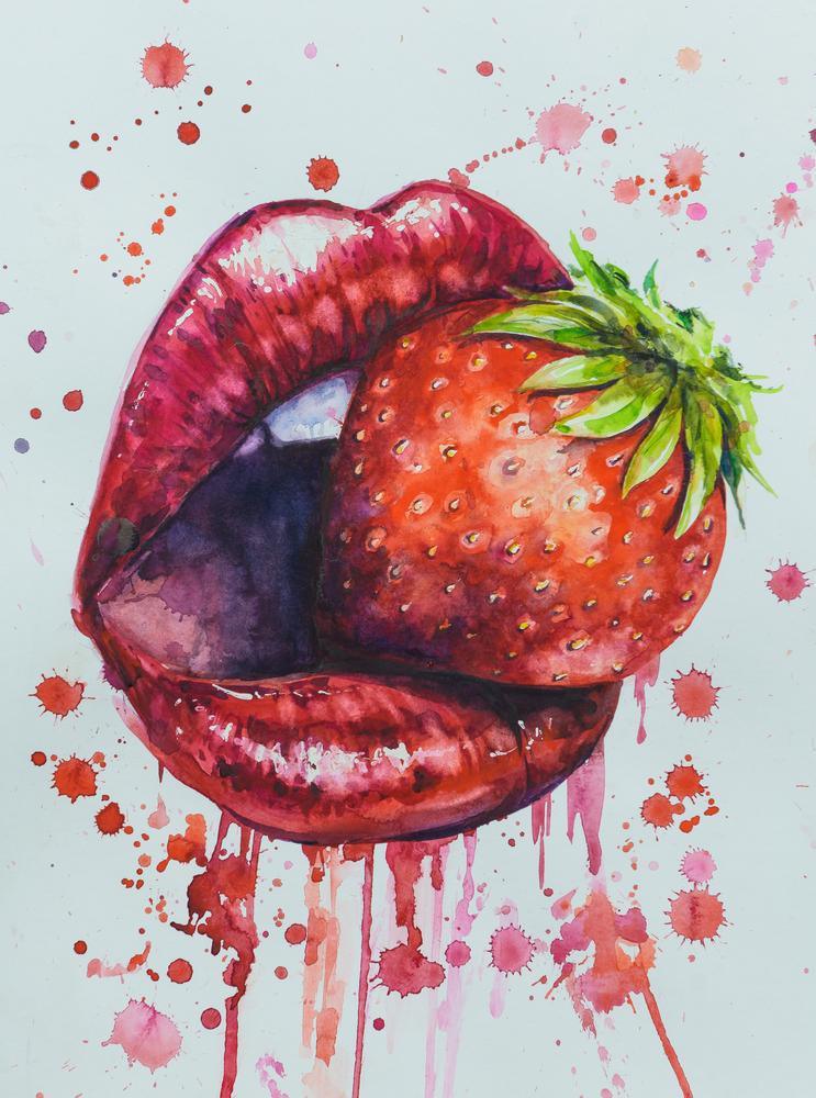 Free Strawberry And Lips - MyCraftsGfit - Free 5D Diamond Painting