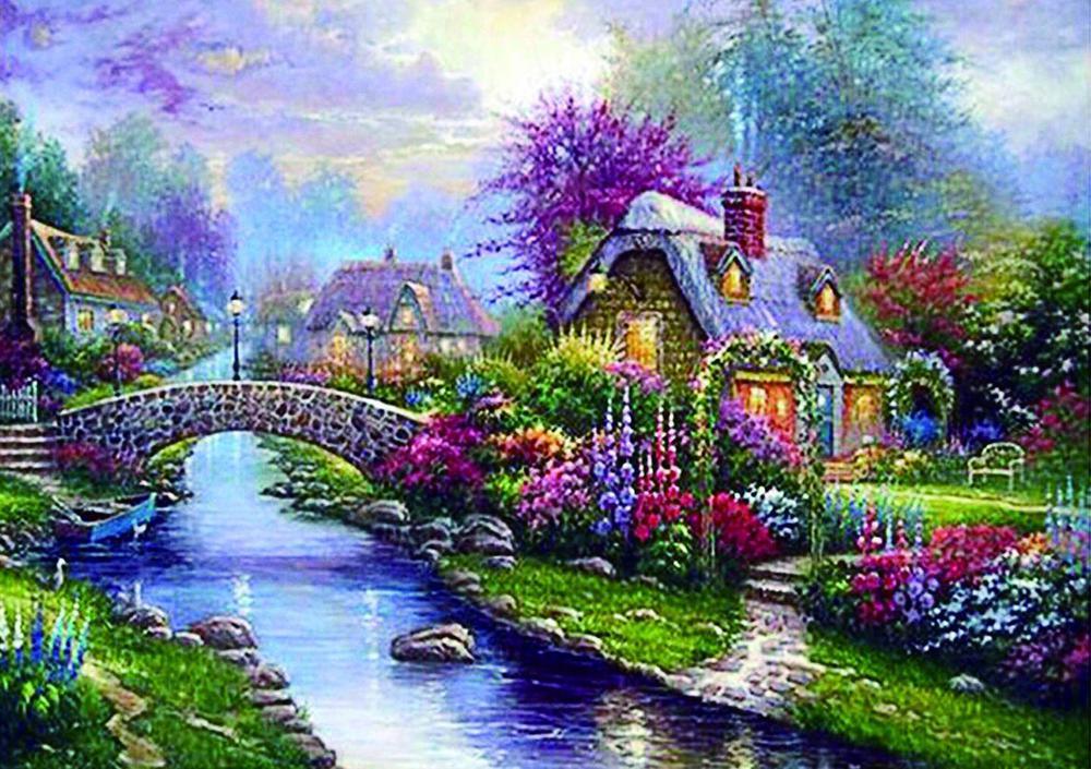 Free Summer “House In The Sea Of Flowers” - MyCraftsGfit - Free 5D Diamond Painting