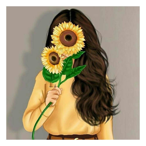 Free Sunflower Girl - MyCraftsGfit - Free 5D Diamond Painting