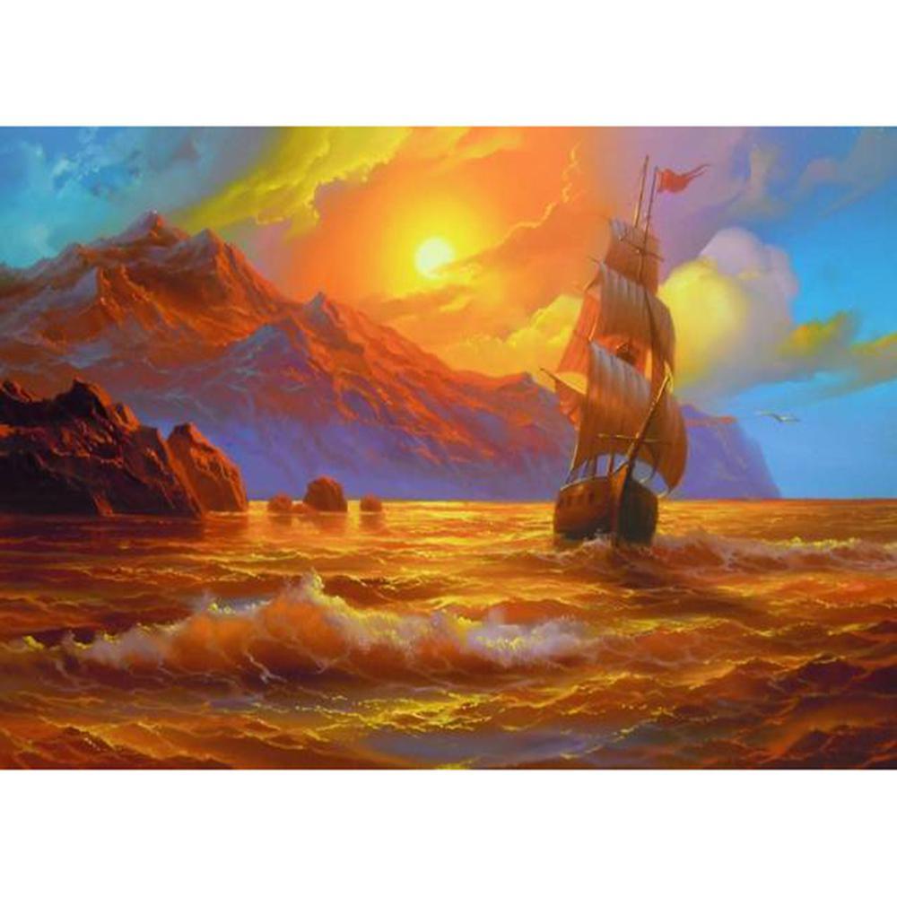 Free Sunset Boat - MyCraftsGfit - Free 5D Diamond Painting