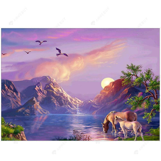 Free Sunset Dolphins - MyCraftsGfit - Free 5D Diamond Painting