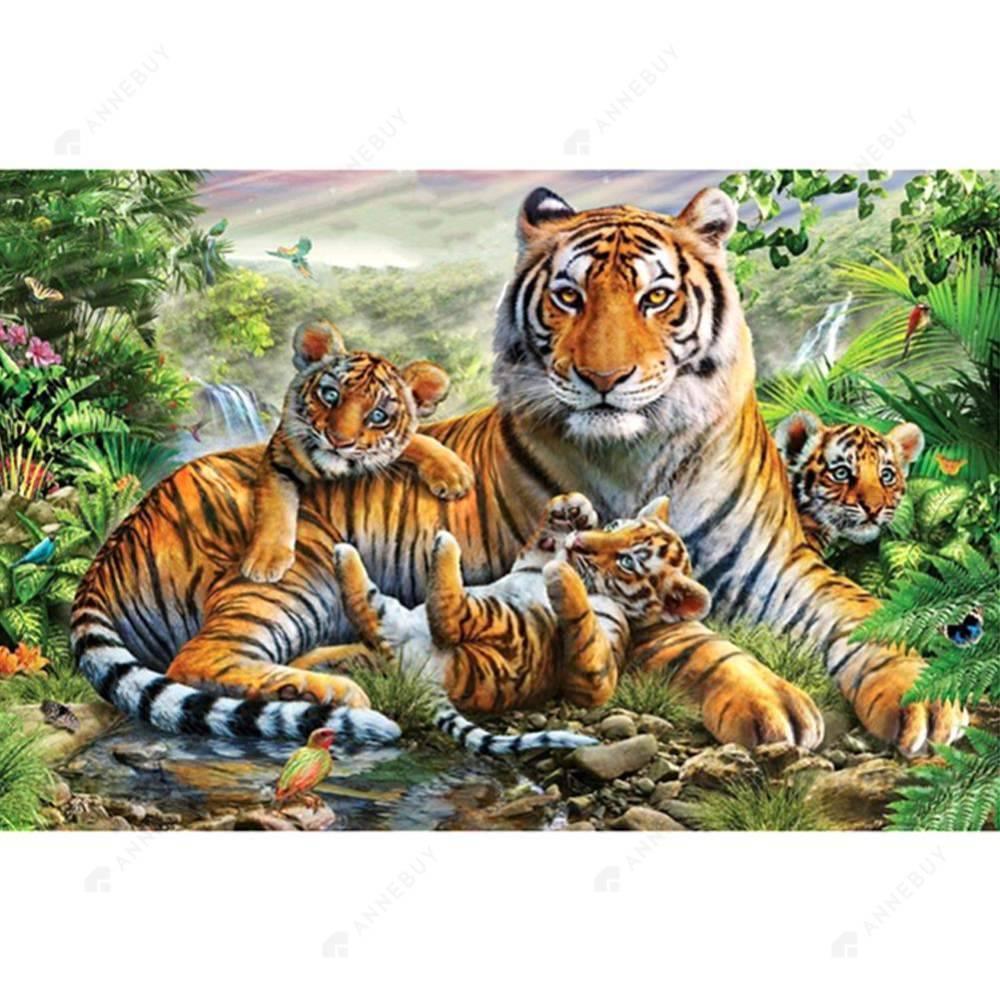 Tiger Familyest - MyCraftsGfit - Free 5D Diamond Painting