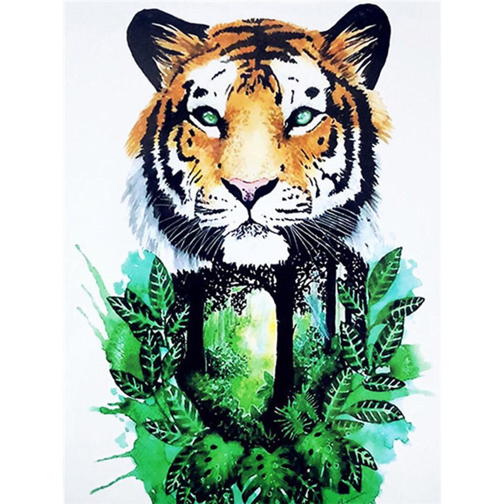 Tiger in Forest Free 5D Diamond Painting Kits MyCraftsGfit - Free 5D Diamond Painting mycraftsgift.com