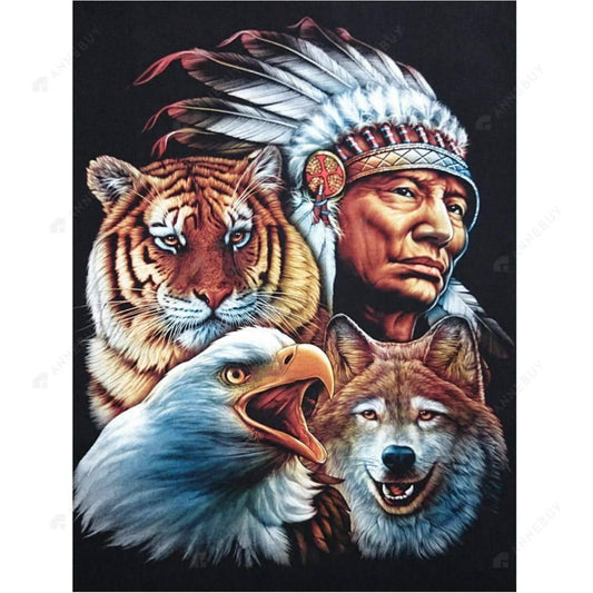 Free Tribal Leader Animal - MyCraftsGfit - Free 5D Diamond Painting