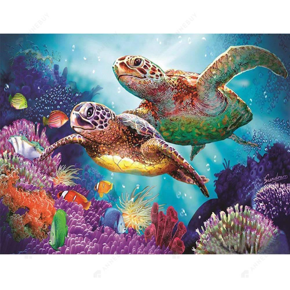 Turtles Sea Free 5D Diamond Painting Kits MyCraftsGfit - Free 5D Diamond Painting mycraftsgift.com