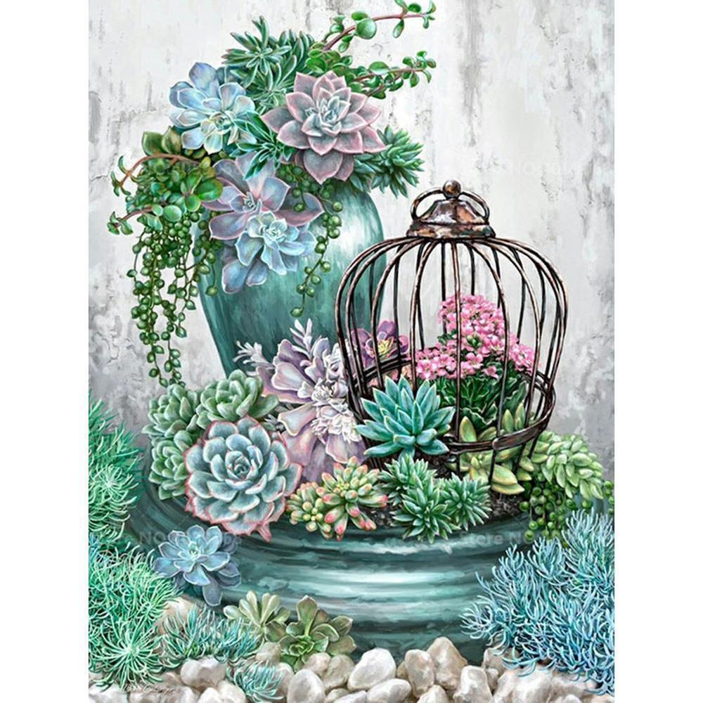 Vase And Bird Cage Free 5D Diamond Painting Kits MyCraftsGfit - Free 5D Diamond Painting mycraftsgift.com