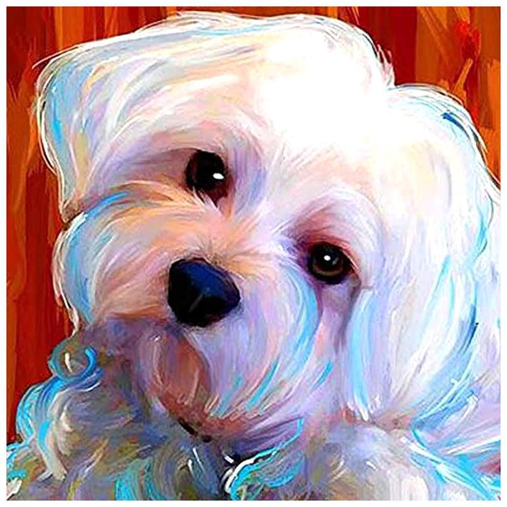 Free White Dog - MyCraftsGfit - Free 5D Diamond Painting