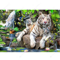 White Tiger Family - MyCraftsGfit - Free 5D Diamond Painting