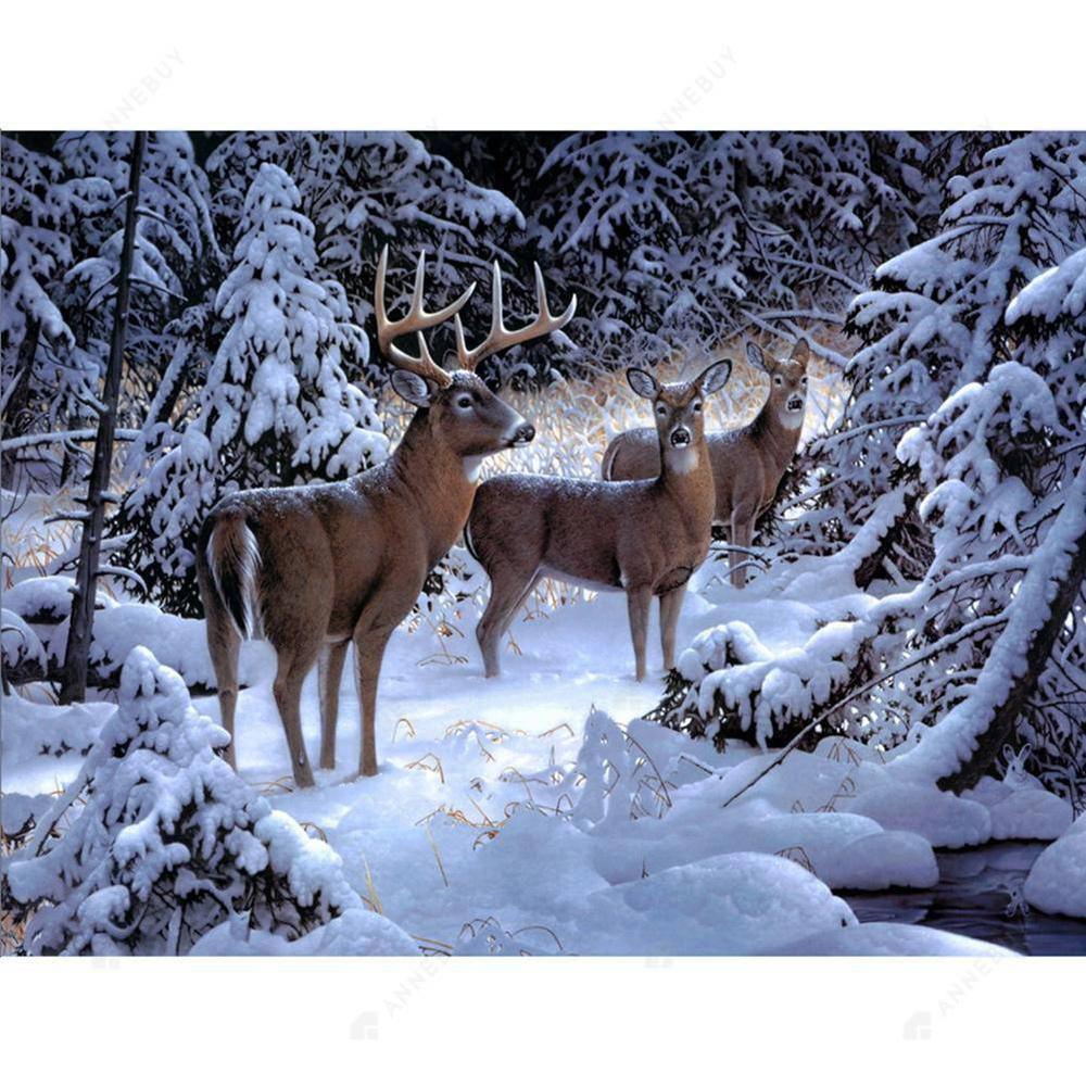 Winter Snow Elk Free 5D Diamond Painting Kits MyCraftsGfit - Free 5D Diamond Painting mycraftsgift.com