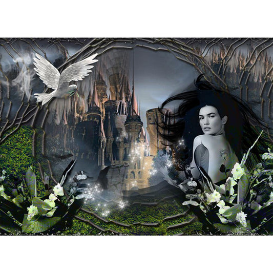 Woman And Castle - MyCraftsGfit - Free 5D Diamond Painting