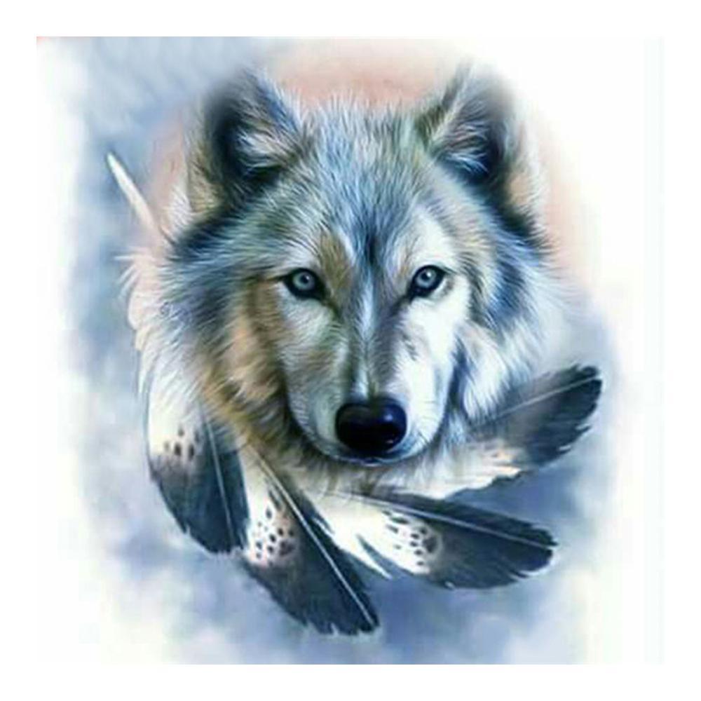Free 5D Diamond Painting Kits Wolf Feather freeshipping - MyCraftsGfit - 5D Diamond Painting