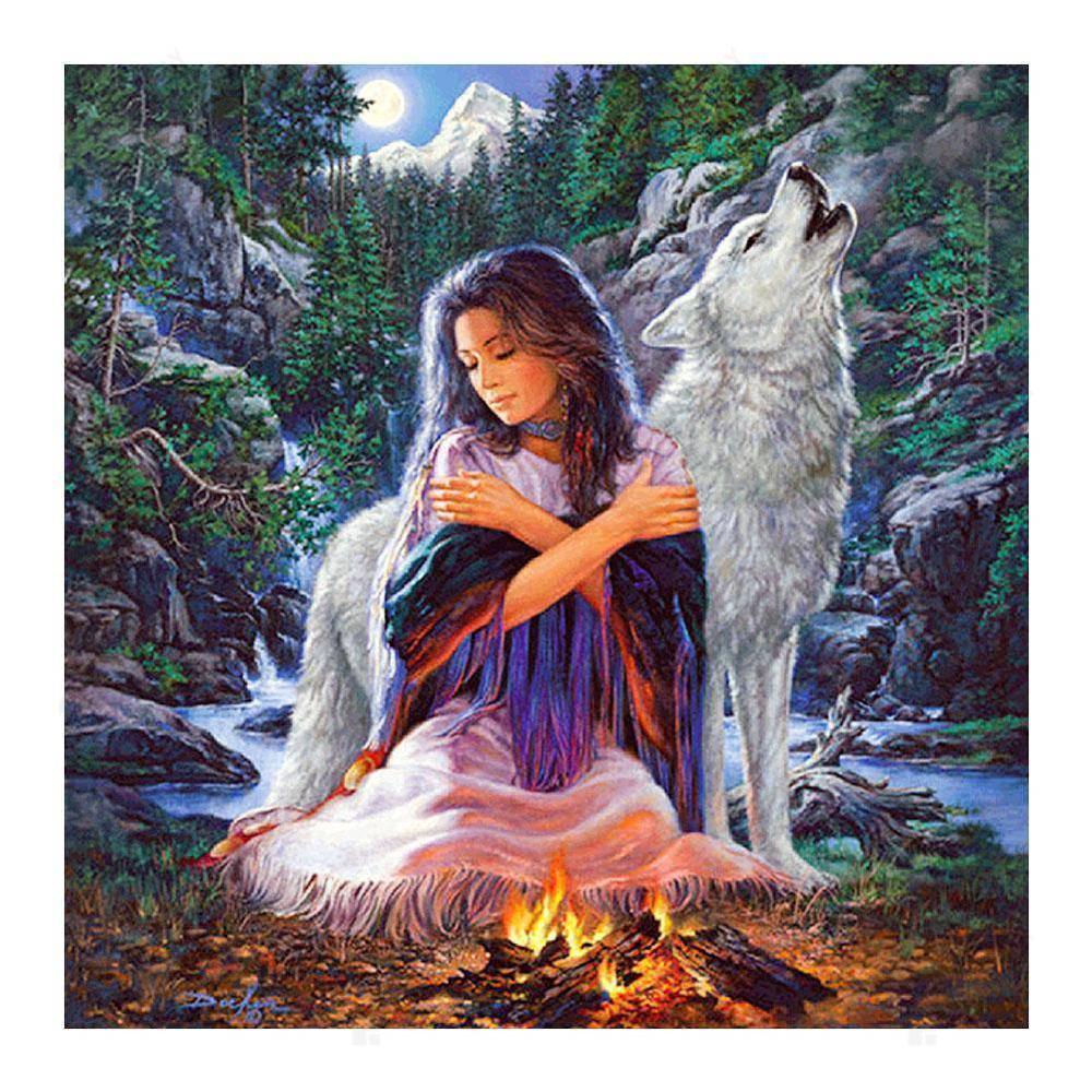 Free Wolf Girl - MyCraftsGfit - Free 5D Diamond Painting