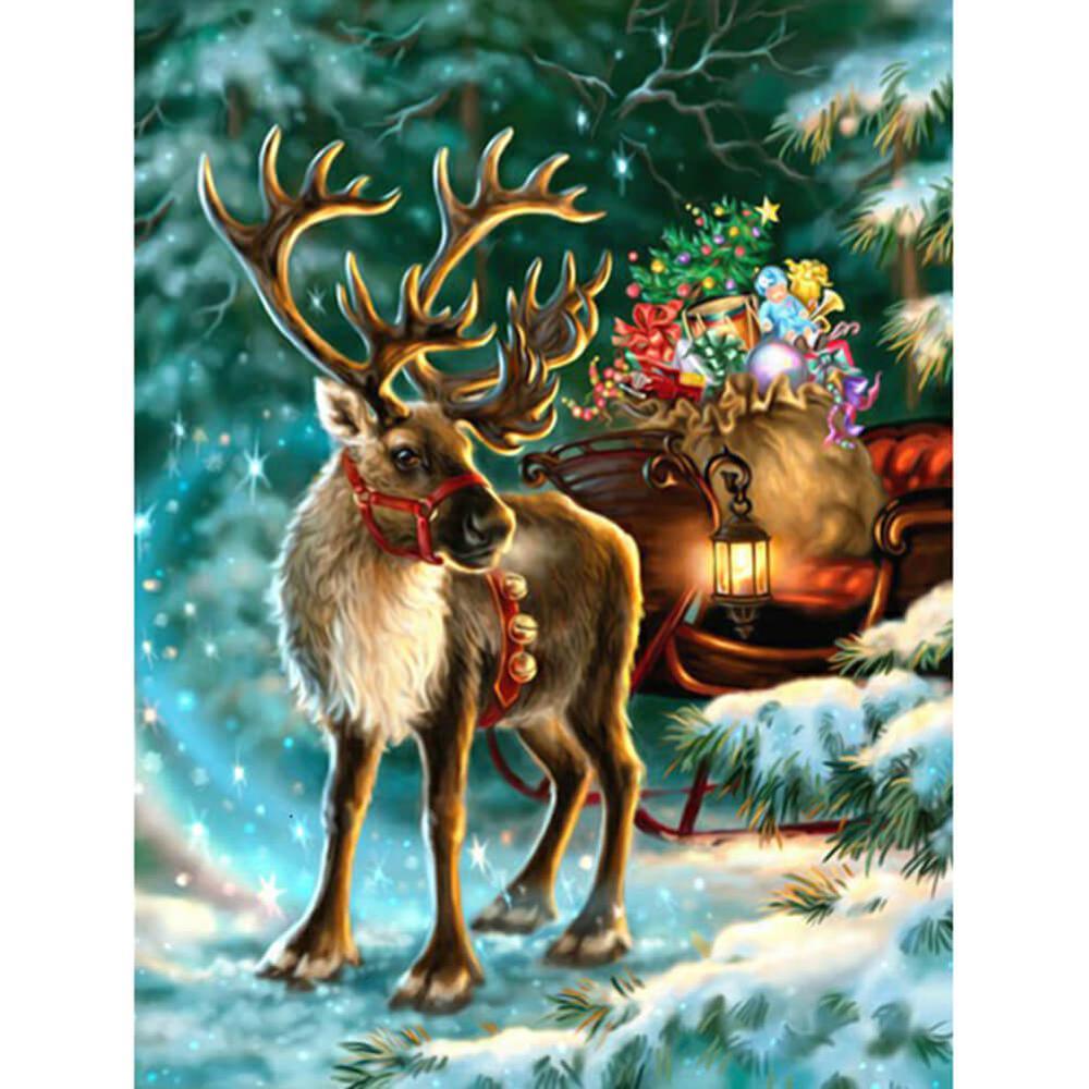 Free Xmas Elk - MyCraftsGfit - Free 5D Diamond Painting